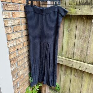Free People Black Maxi Knit Skirt w/ Slit